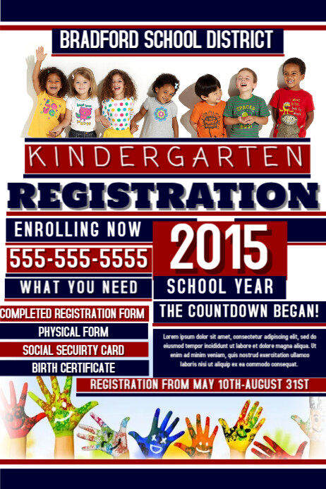 Kindergarten Registration Template Postermywall