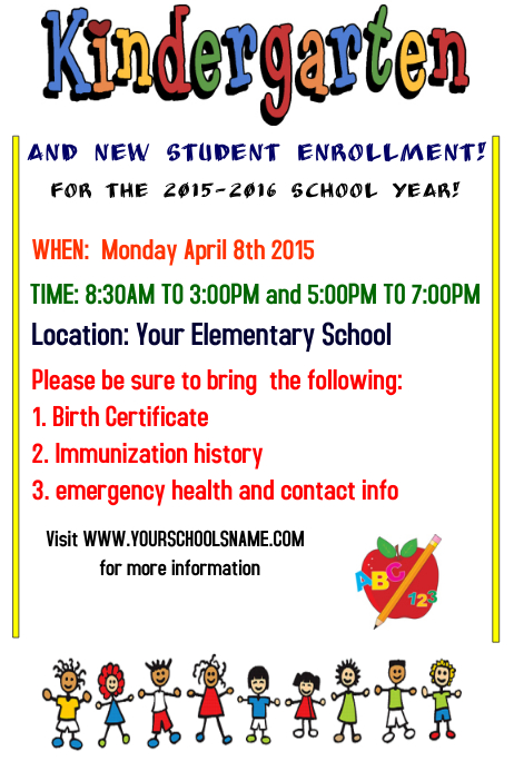 Kindergarten Registraition Template Postermywall