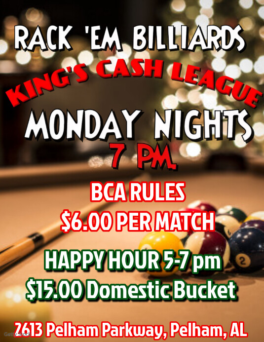 KING CASH LEAGUE MONDAY XMAS Flyer (format US Letter) template