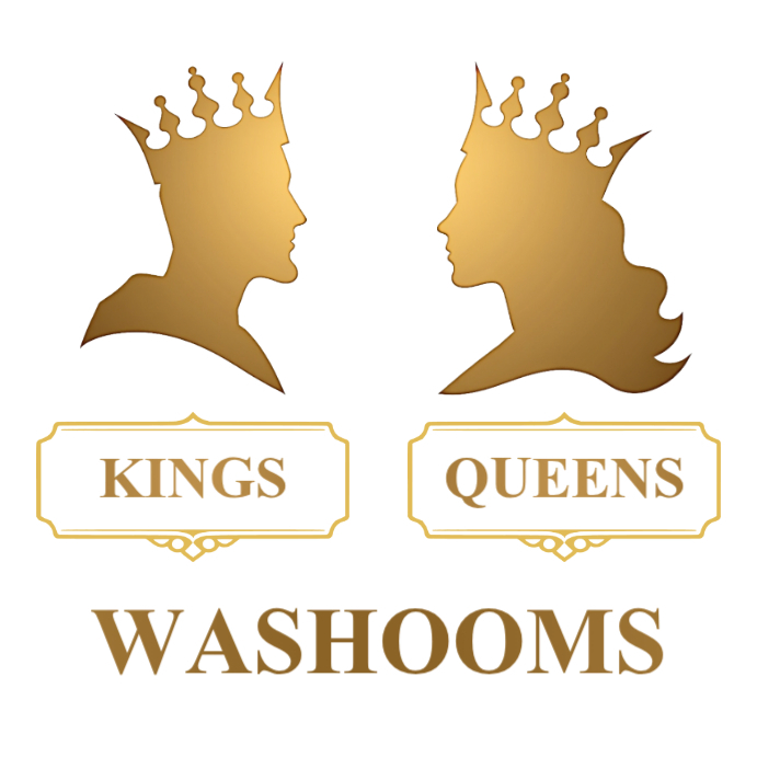 Plantilla de Kings and Queens Washroom Sign Luxury Restroom Door ...
