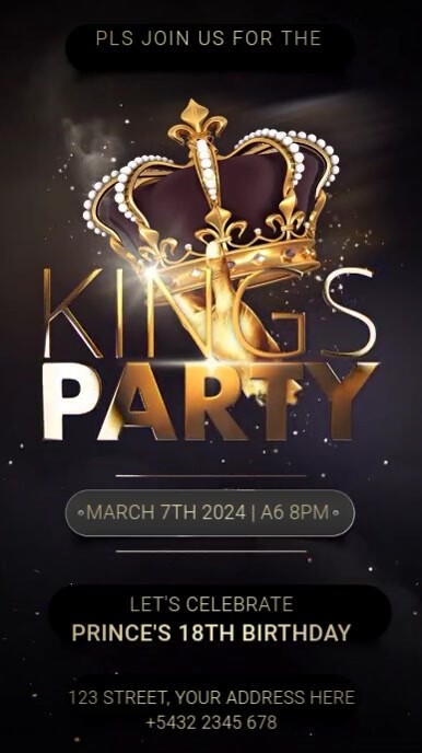 Kings Invite KINGS party invitation video Template | PosterMyWall