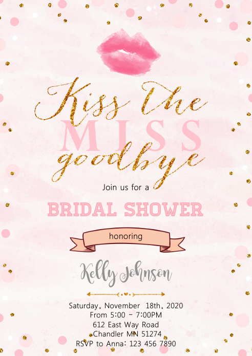 Copy Of Kiss The Miss Goodbye Bridal Shower Postermywall Copy Of Kiss The Miss Goodbye Bridal Shower Postermywall
