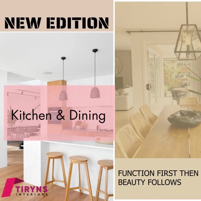 Kitchen And Dining Interior Design Template | PosterMyWall