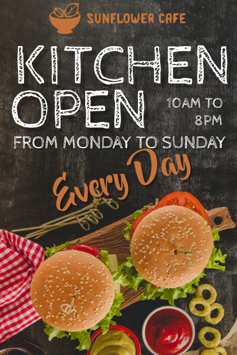 Kitchen Open Restaurant Promo Poster Template | PosterMyWall