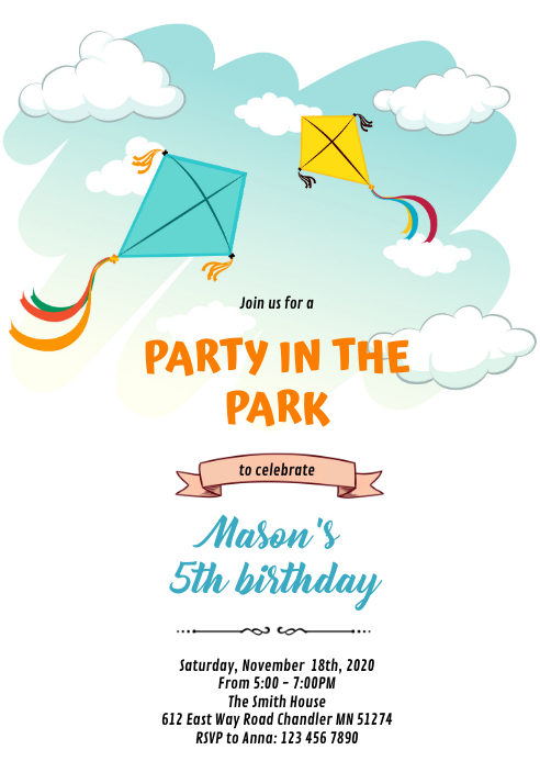 Copy of Kite birthday party Invitation | PosterMyWall