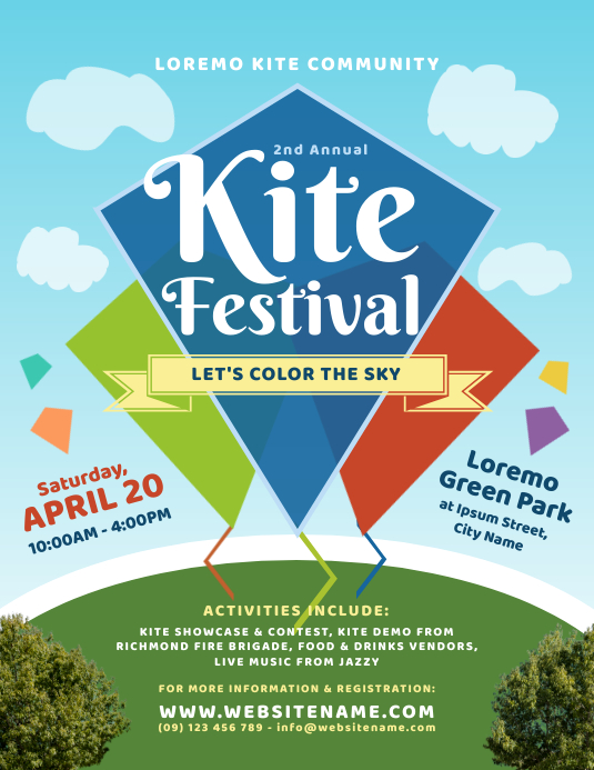 Kite Festival Flyer ใบปลิว (US Letter) template