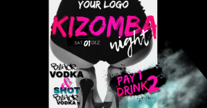 黑色 Kizomba Night Event Facebook-annonce Template