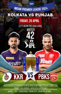 Kkr vs pbks ipl match Poster Template Tabloid