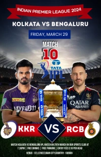 KKR vs RCB ipl match poster Template Tabloid