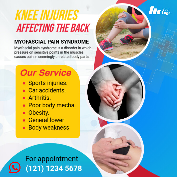 Knee pain social medai post Template | PosterMyWall
