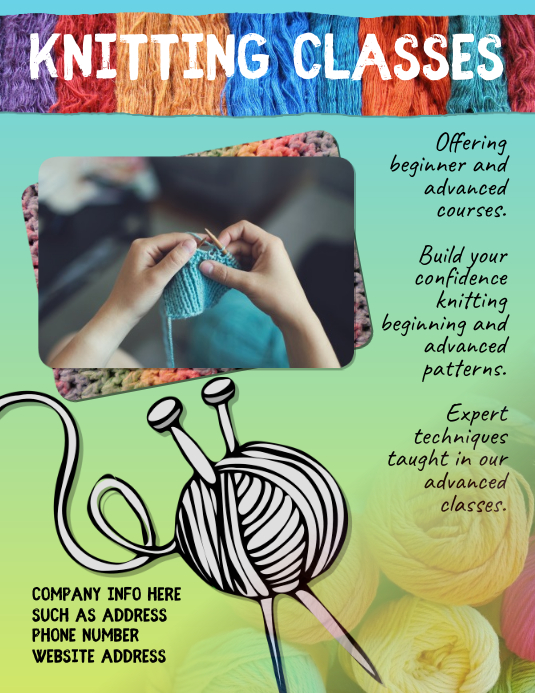Knitting Class Instruction Flyer Template Postermywall Knitting Class Instruction Flyer Template Postermywall