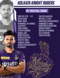Kolkata Knight Riders team squad Flyer (US Letter) template