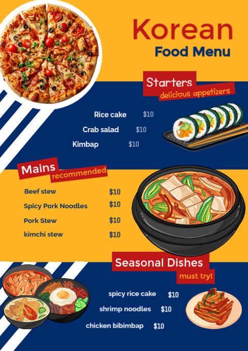 Korean Food Menu Template | PosterMyWall
