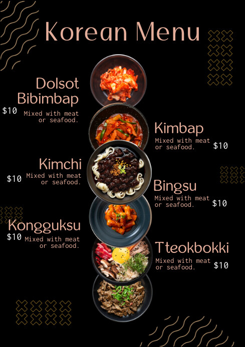 Korean Menu A4 template