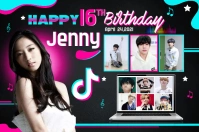 KPOP Birthday Banner Ishidi elingu 4' × 6' template