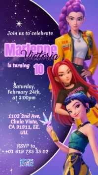 Kpop demon hunters invitation Digital Display (9:16) template