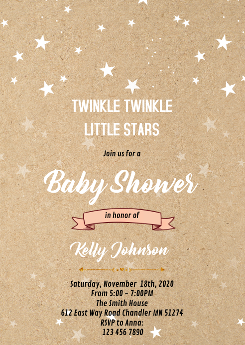 Kraft twinkle little star invitation Template | PosterMyWall