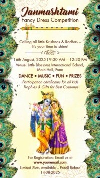 Krishna Janmashtami Fancy Dress Competition Poster Template История на Instagram