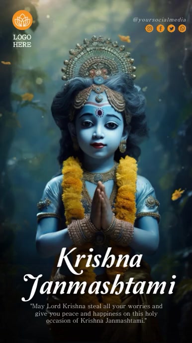 Krishna Janmashtami Instagram Reel Template PosterMyWall Krishna Janmashtami Instagram Reel Template PosterMyWall