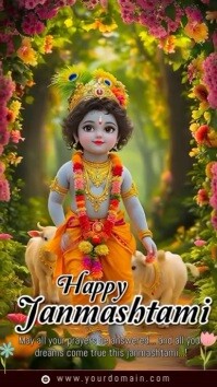 Yellow Janmashtami Celebration รีลบน Instagram Template
