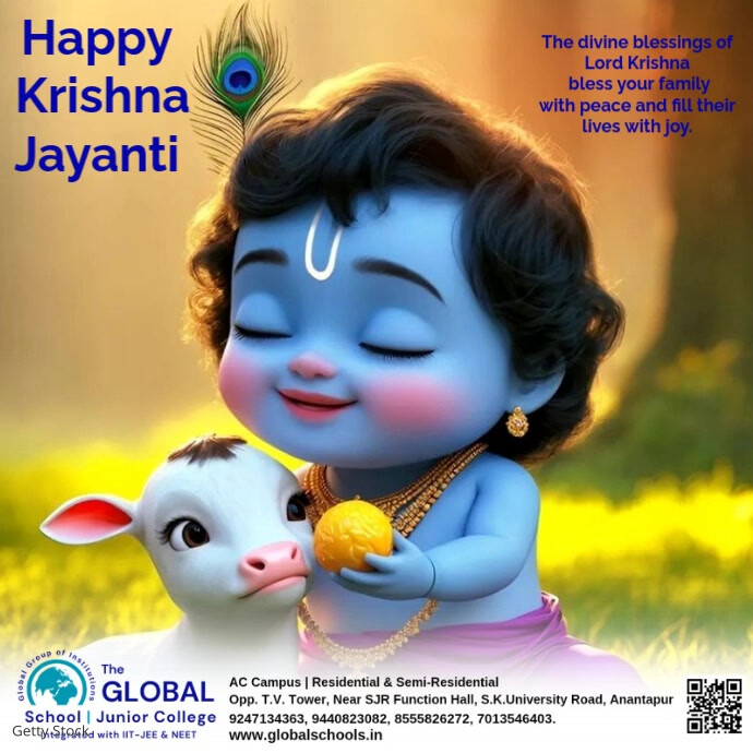 Krishna jayanthi krishnastami free editable template with audio and video Instagram Post