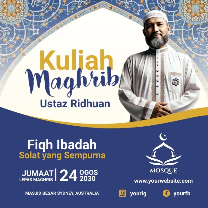 Kuliah Maghrib Ceramah Masjid Instagram Faceb template