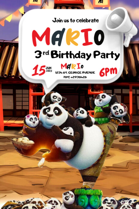 Kungfu Panda Birthday Layout Templat | PosterMyWall