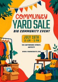 Yellow Community Yard Sale A2 Template
