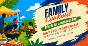 Kuning Ceria Family Cookout Gambar Bersama Facebook template