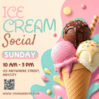Kuning Ceria Ice Cream Social Event Pos Instagram Iphosti le-Instagram template
