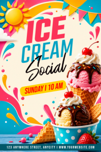 Kuning Ceria Ice Cream Social Event Poster template