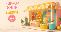 Kuning Pastel Pop-Up Shop Promotion Gambar Bersama Facebook template