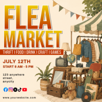 Kuning Vintage Flea Market Event Pos Instagram Instagram-opslag template