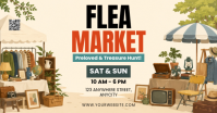 Kuning Vintage Flea Market Gambar Bersama Facebook delt Facebook-billede template