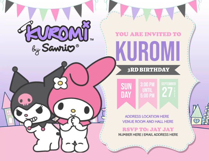 Kuromi Birthday Invitation Template Free Kuromi Birthday Invitation Template Free