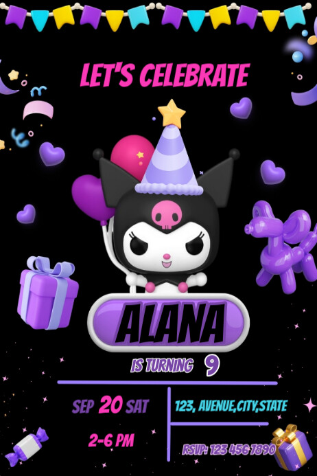 Kuromi Invitation Template Poster