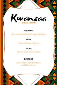 Kwanzaa Special Menu Template Póster