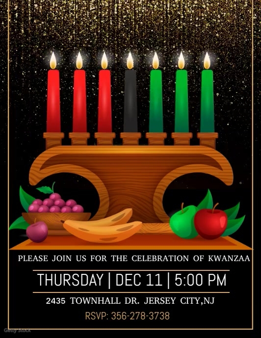 Kwanzaa video template, kwanzaa celebration Ulotka (US Letter)
