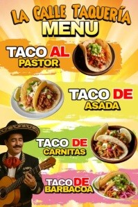 Naranja Taco Menu Poster Template