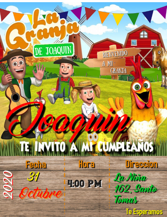 birthday party invitation LA GRANJA DE ZENON PARTY CUMPLEAÑOS INVITACI Flyer (US Letter) template