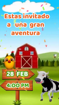Синий Farm Adventure Invitation Digitalt display Template
