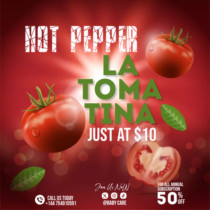 La Tomatina Publicação no Instagram template
