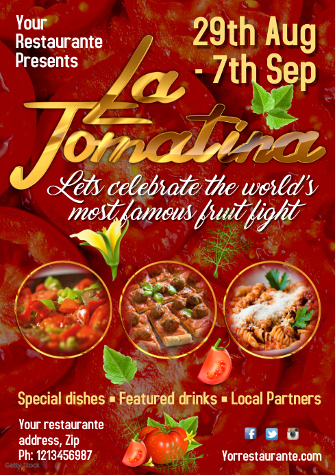 La Tomatina poster Template | PosterMyWall