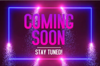 label neon coming soon flyer template