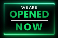 label open neon video flyer Etichetta template