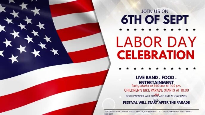 labor day, usa labor labor day Film w tle na Facebooka (16:9) template