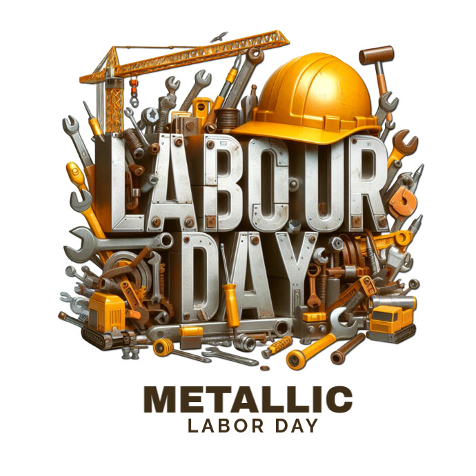 Labor day 3d metal logo template