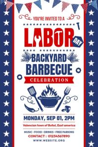 Labor Day Backyard Barbecue Display Template Плакат