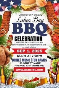 Labor Day Barbeque Celebration Poster template