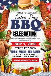 Labor Day Barbeque Celebration Poster template